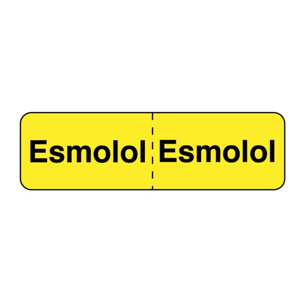 IV Drug Line Label - Esmolol/Esmolol 7/8" x 3" Yellow w/Black